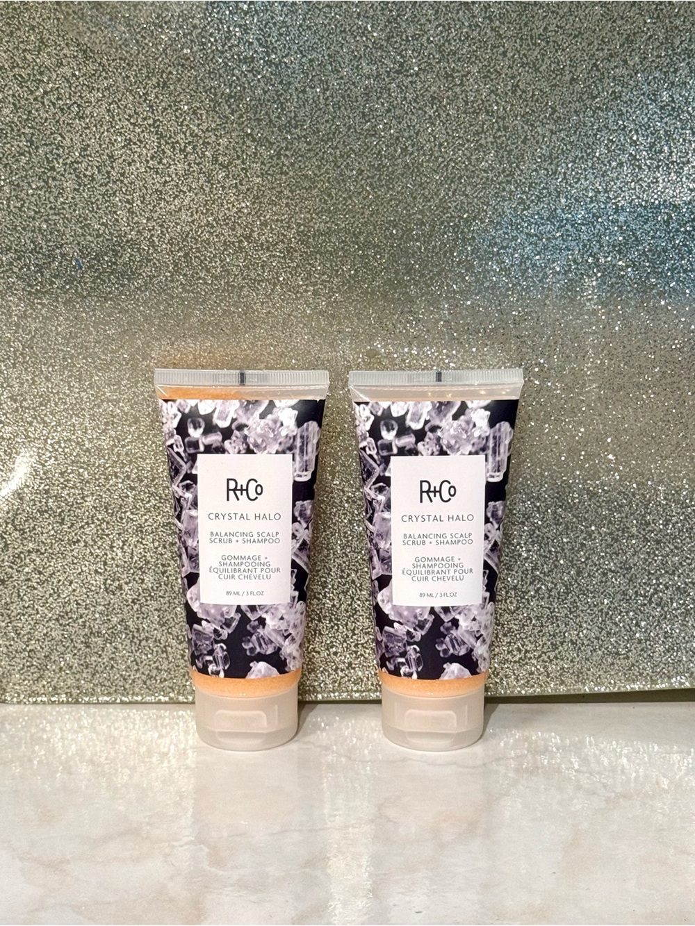 R+Co Crystal Halo Balancing Scalp Scrub + Shampoo x2